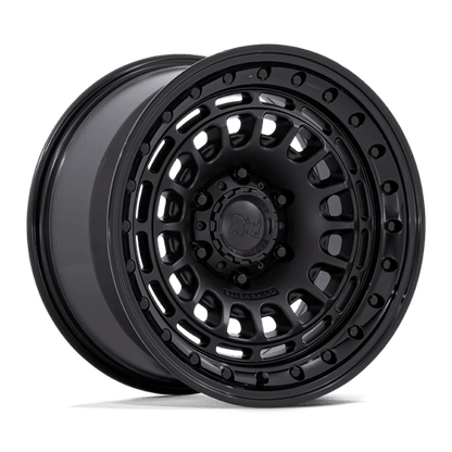 Black Rhino BR014 SAHARA Matte Black W/ Gloss Black Lip off-road wheel showcasing unique design and durability.