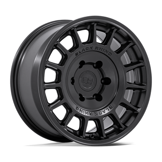 Black Rhino BR015 VOLL Matte Black wheel showcasing its rally-inspired multi-spoke design and durable matte finish.