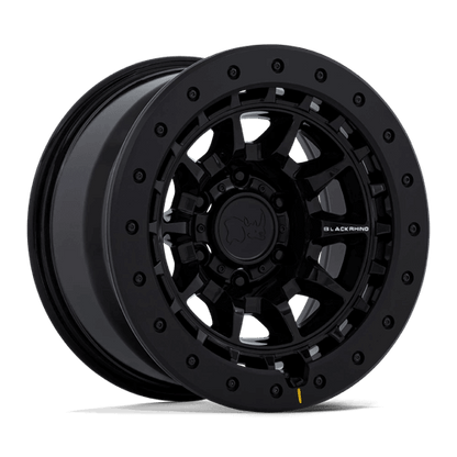 Black Rhino BR016 TUSK Gloss Black wheel showcasing its durable, sleek design and multi-spoke aesthetic.