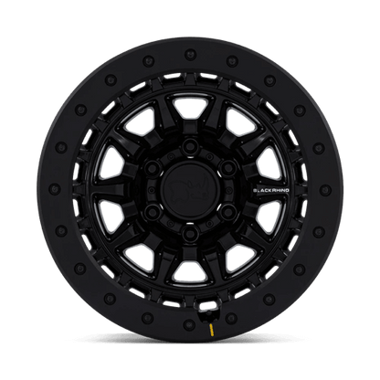 Black Rhino BR016 TUSK Gloss Black wheel showcasing its multi-spoke design and durable finish.