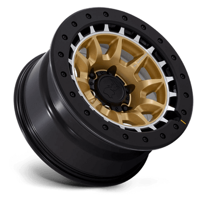 Black Rhino BR016 TUSK Matte Gold W/ Machined Ring wheel showcasing a rugged and stylish design.