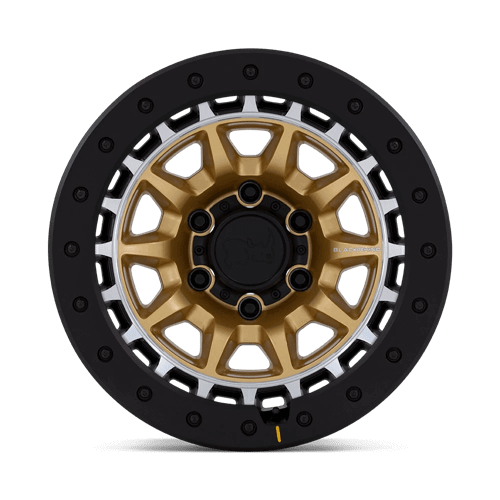 Black Rhino BR016 TUSK Matte Gold W/ Machined Ring wheel showing its unique design and durability features.
