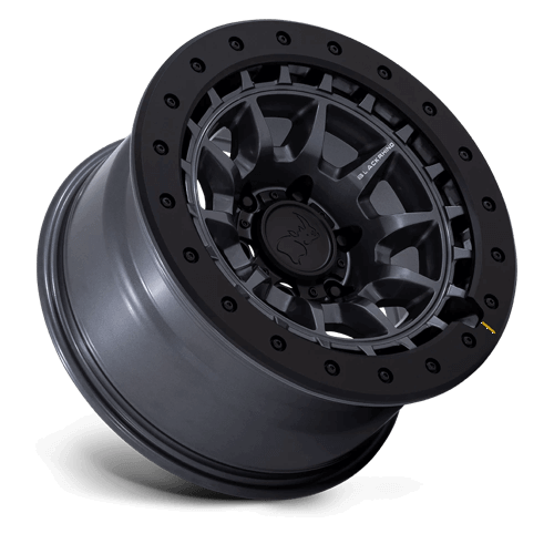 Black Rhino BR016 TUSK Matte Gunmetal wheel showcasing a rugged multi-spoke design for off-road capabilities.