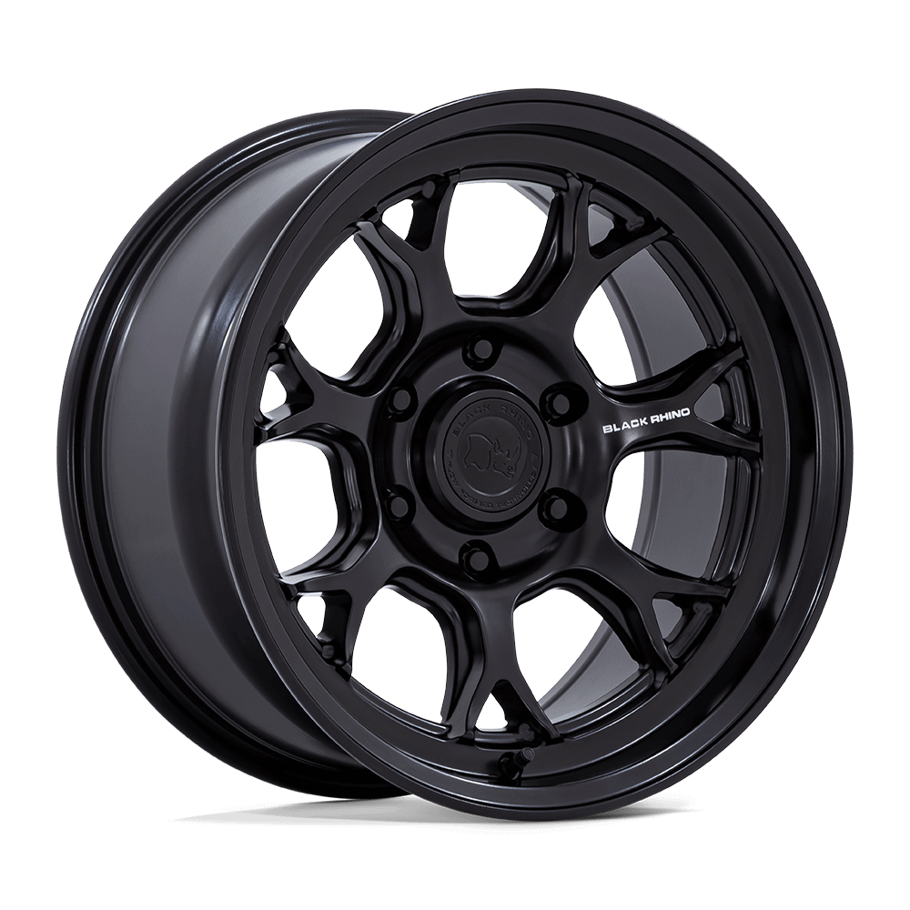 Black Rhino BR017 ETOSHA Matte Black wheel featuring a concave profile and Y-spoke Flow Formed Technology.