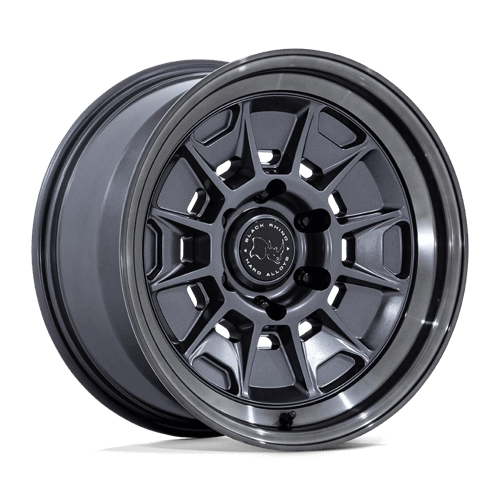 Black Rhino BR021 MONDO Matte Gunmetal W/ G-Gray Lip wheel designed for off-road and overlander vehicles.
