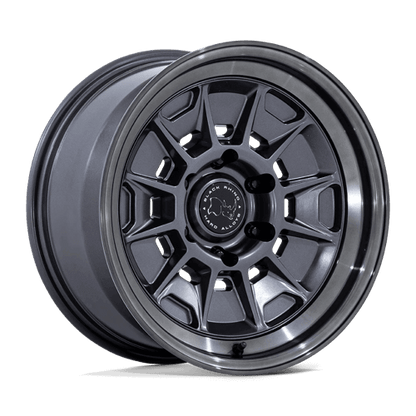 Black Rhino BR021 MONDO Matte Gunmetal W/ G-Gray Lip wheel designed for off-road and overlander vehicles.