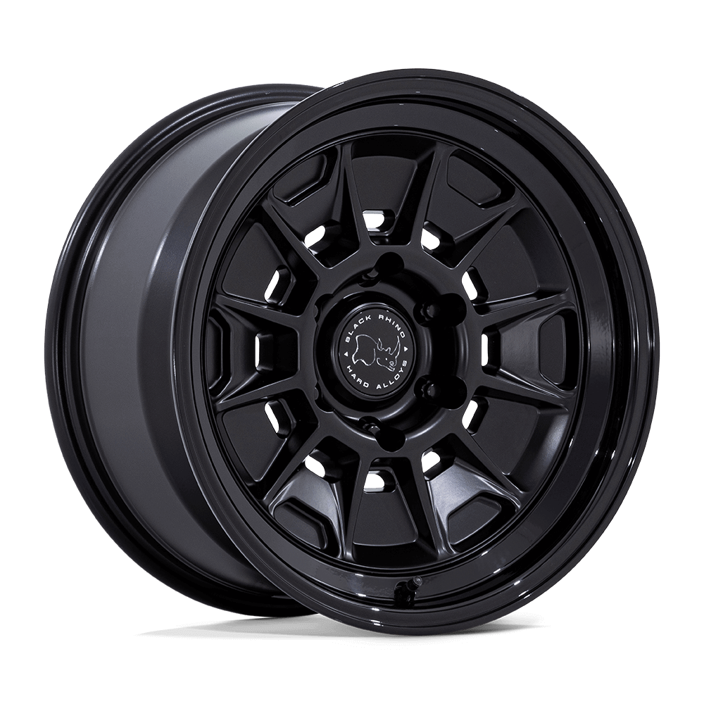 Black Rhino BR021 MONDO Matte Black W/ Gloss Black Lip off-road wheel for Toyota and domestic 4X4s.
