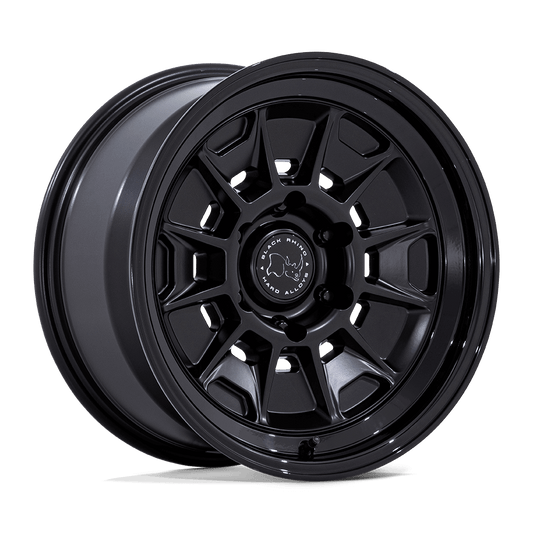 Black Rhino BR021 MONDO Matte Black W/ Gloss Black Lip off-road wheel for Toyota and domestic 4X4s.