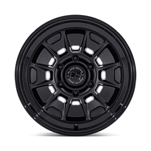 Black Rhino BR021 MONDO Matte Black W/ Gloss Black Lip wheel designed for off-road Toyota vehicles.