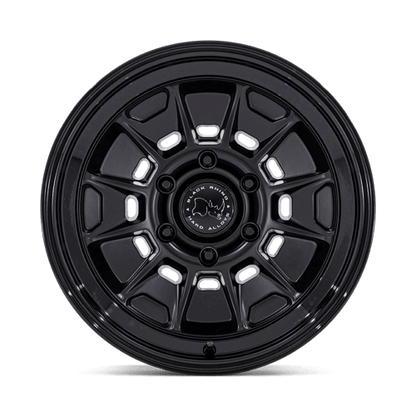 Black Rhino BR021 MONDO Matte Black W/ Gloss Black Lip wheel designed for off-road Toyota vehicles.