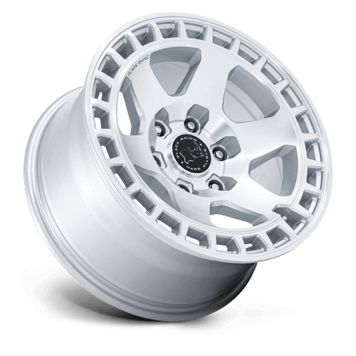 Black Rhino BR022 BAHARI Gloss Silver W/ Machined Face wheel image showcasing its rugged design