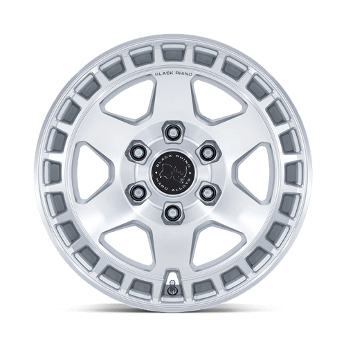 Black Rhino BR022 BAHARI Gloss Silver W/ Machined Face wheel design, rugged aesthetic for off-roading enthusiasts.