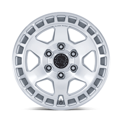 Black Rhino BR022 BAHARI Gloss Silver W/ Machined Face wheel design, rugged aesthetic for off-roading enthusiasts.