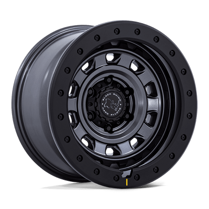 Black Rhino BR023 XPLORER Matte Gunmetal W/ Matte Blk-Lp wheel showcasing rugged style and removable rock guard ring.