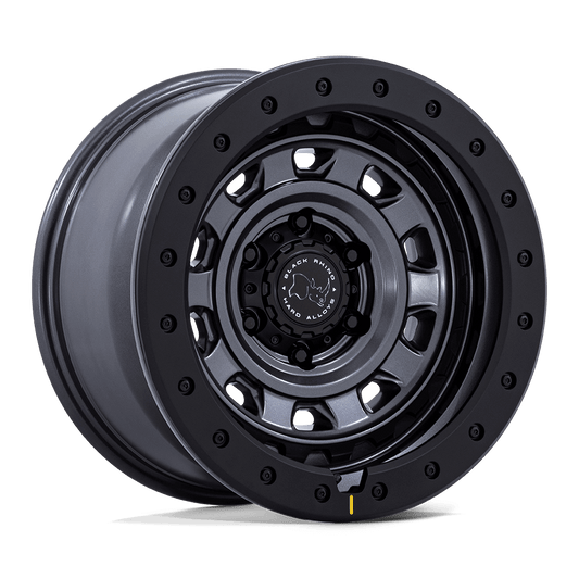 Black Rhino BR023 XPLORER Matte Gunmetal W/ Matte Blk-Lp wheel showcasing rugged style and removable rock guard ring.
