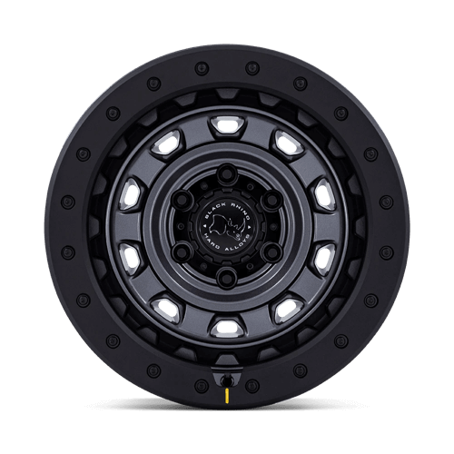 Black Rhino BR023 XPLORER Matte Gunmetal W/ Matte Blk-Lp wheel showcasing rugged design and 10-spoke face.