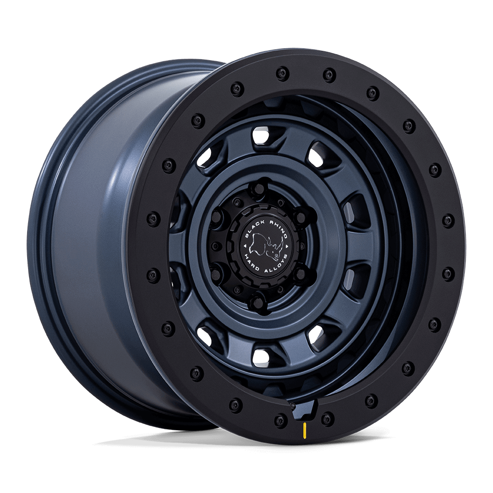 Black Rhino BR023 XPLORER Metallic Blue W/ Matte Black L wheel showcasing rugged design and 10-spoke face.
