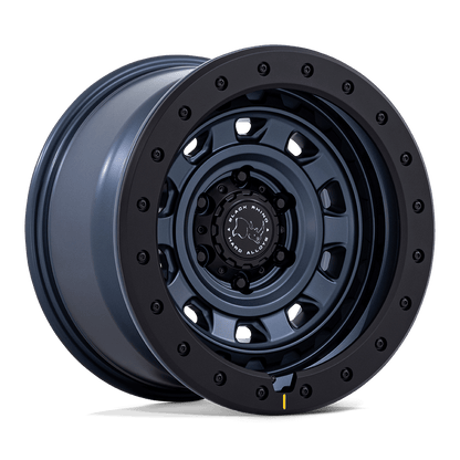 Black Rhino BR023 XPLORER Metallic Blue W/ Matte Black L wheel showcasing rugged design and 10-spoke face.