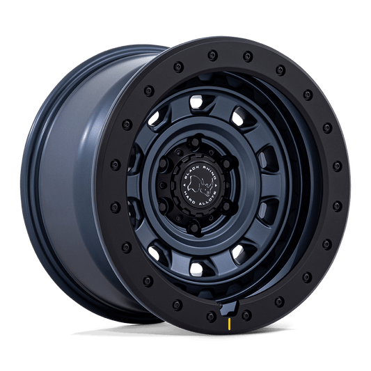 Black Rhino BR023 XPLORER Metallic Blue W/ Matte Black L wheel showcasing rugged design and 10-spoke face.