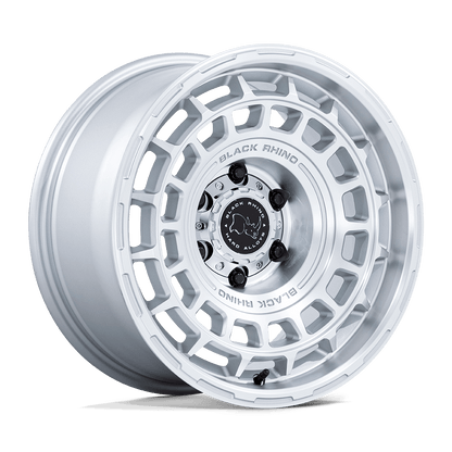 Black Rhino BR024 AWOL Silver W/ Machined Face wheel showing intricate design and polished finish.