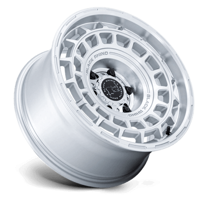 Black Rhino BR024 AWOL Silver W/ Machined Face wheel showcasing its unique design and craftsmanship.