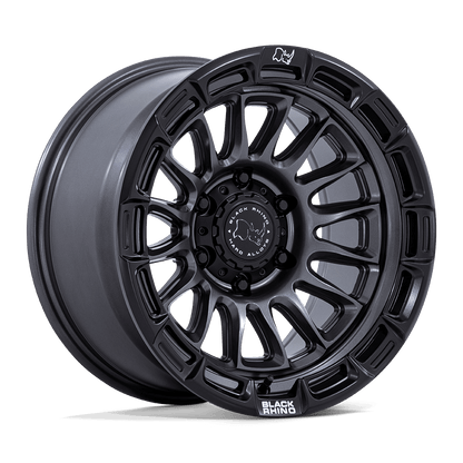 Black Rhino BR025 RIVAL Matte Gunmetal W/ Matte Blk-Lp wheel featuring aggressive design and wide-mesh spokes.