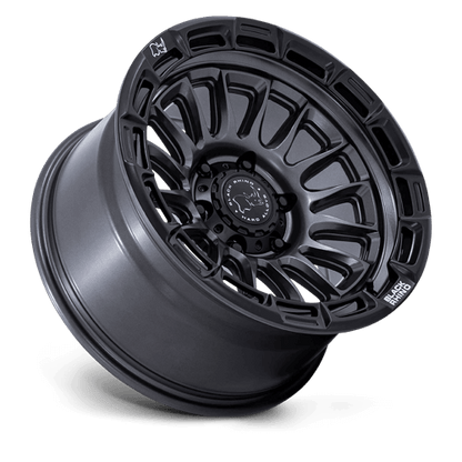 Black Rhino BR025 RIVAL Matte Gunmetal W/ Matte Blk-Lp wheel featuring fang-inspired lip ring and aggressive design