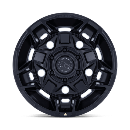 Black Rhino BR028 GUARD Matte Black wheel, featuring bold five-spoke design and off-road durability for all terrains.