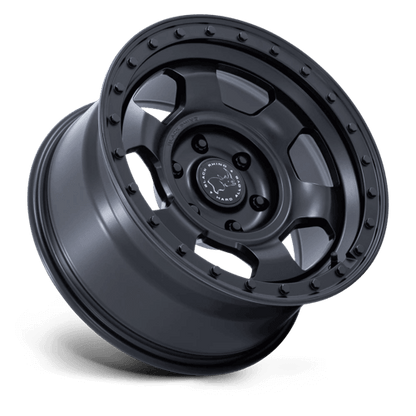Black Rhino BR029 TROOPER Matte Black wheel designed for overland adventures, featuring rugged simplicity and utility.