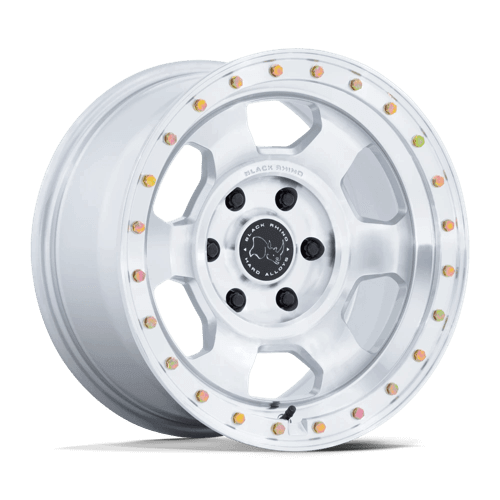 Black Rhino BR029 TROOPER Gloss Silver W/ Machined Face wheel designed for 4x4 vehicles with rugged styling.
