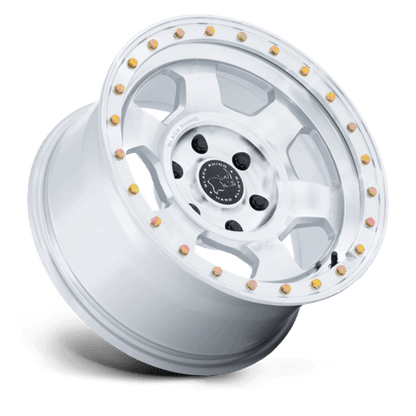 Black Rhino BR029 TROOPER Gloss Silver W/ Machined Face wheel showcasing rugged design for overland adventures.