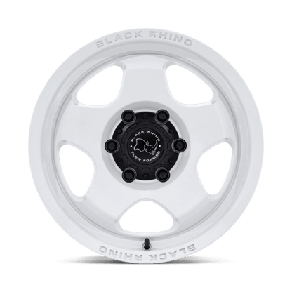 Black Rhino BR031 SOL Gloss White wheel with a clean fivespoke design, ideal for off-road adventures.