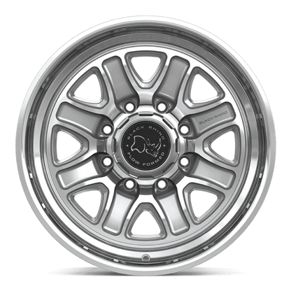 Black Rhino BR032 ECHO Gloss Silver W/ Machined Face wheel with recessed spokes and polished lip.
