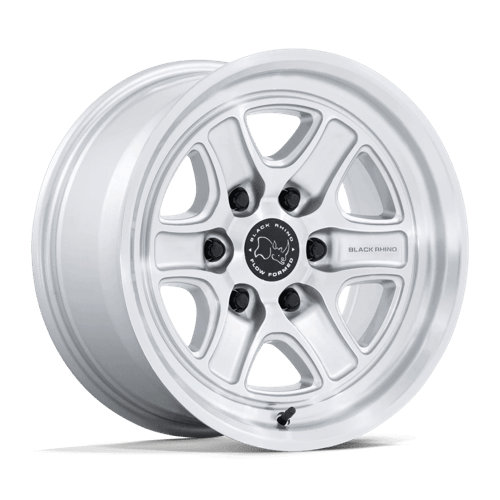 Black Rhino BR032 ECHO Gloss Silver W/ Machined Face wheel showcasing stylish design and rugged durability.