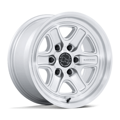 Black Rhino BR032 ECHO Gloss Silver W/ Machined Face wheel showcasing stylish design and rugged durability.