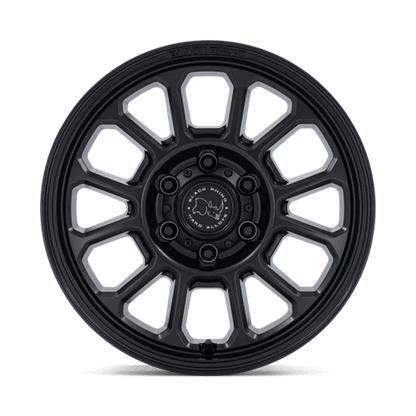 Black Rhino BR033 ALTA Matte Black - an overland wheel with split six-spoke design, durable matte finish, and 17x8 size.