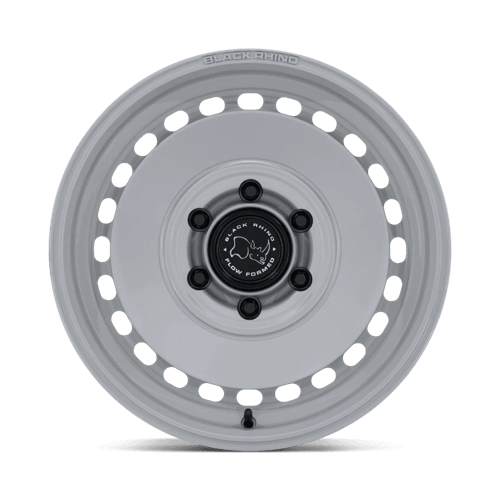 Black Rhino BR036 BASIN Grayspace wheel showcasing rugged design and modern aesthetics for adventure-ready vehicles.