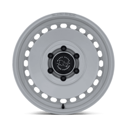 Black Rhino BR036 BASIN Grayspace wheel showcasing rugged design and modern aesthetics for adventure-ready vehicles.