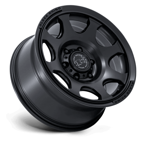 Black Rhino BR037 TEMBO Matte Black wheel with 8-spoke design and Bead Retention System for off-road performance.