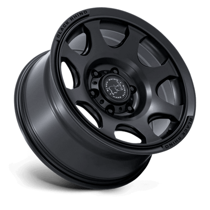 Black Rhino BR037 TEMBO Matte Black wheel with 8-spoke design and Bead Retention System for off-road performance.