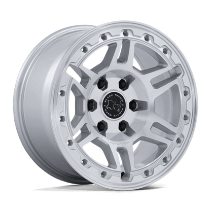Black Rhino BR039 VANGUARD Gloss Silver W/ Machined Face wheel showcasing its bold 6-spoke design.