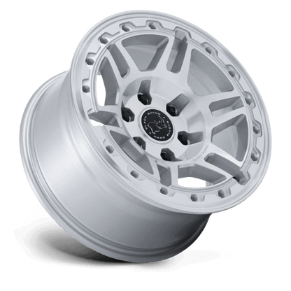 Black Rhino BR039 VANGUARD Gloss Silver W/ Machined Face wheel with a bold slotted design and concave profile.