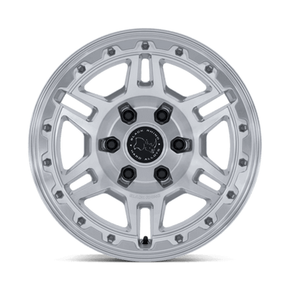 Black Rhino BR039 VANGUARD Gloss Silver W/ Machined Face wheel showcasing a bold 6-spoke design.
