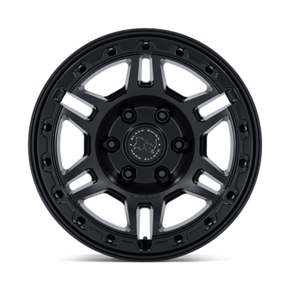 Black Rhino BR039 VANGUARD Matte Black wheel, featuring a slotted 6-spoke design and robust cast construction.