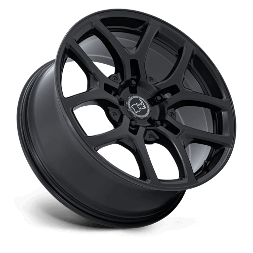 Black Rhino BR406 ROCKLEDGE Matte Black wheel showcasing its sleek five-spoke design and forged aluminum construction.