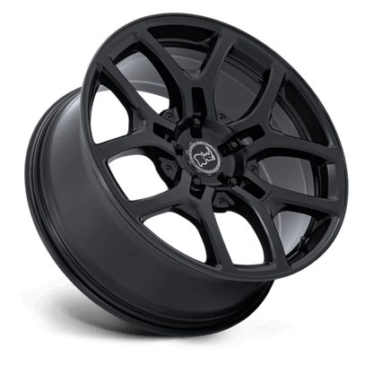 Black Rhino BR406 ROCKLEDGE Matte Black wheel showcasing its sleek five-spoke design and forged aluminum construction.