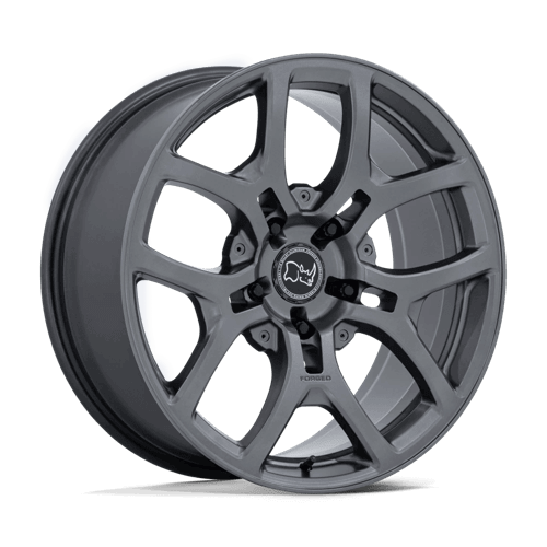 Black Rhino BR406 ROCKLEDGE Matte Gunmetal forged wheel with a techform five-spoke design.