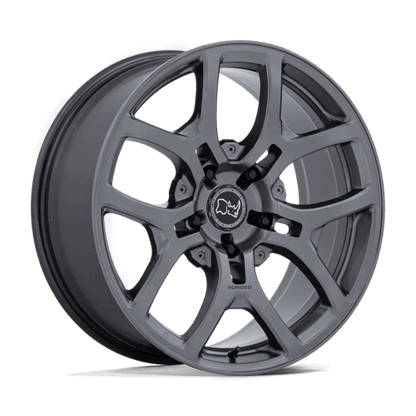 Black Rhino BR406 ROCKLEDGE Matte Gunmetal forged wheel with a techform five-spoke design.
