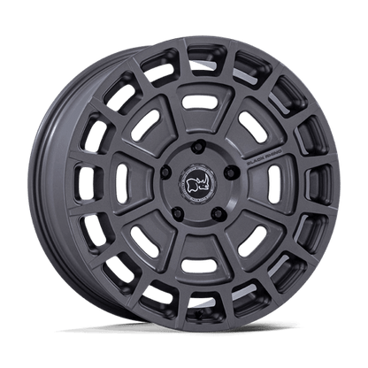 Black Rhino BR404 VOLTAIC Matte Gunmetal wheel showcasing its unique full-face design for off-road vehicles.