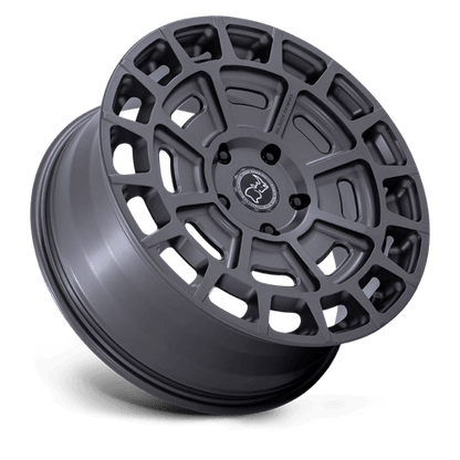 Black Rhino BR404 VOLTAIC Matte Gunmetal wheel showcasing unique full-face design for Rivian R1T off-road upgrades.
